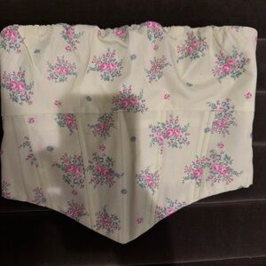 Princess Polly Cream Floral Bustier Crop Top with Pink Roses